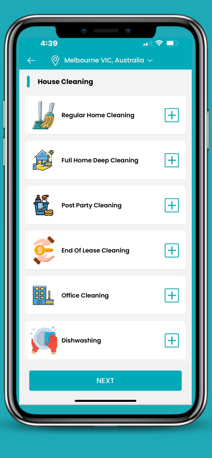 Orderoo User app House Cleaning category page
