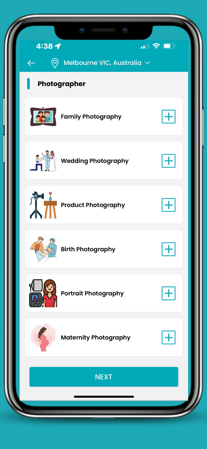 Orderoo User app photographer category page