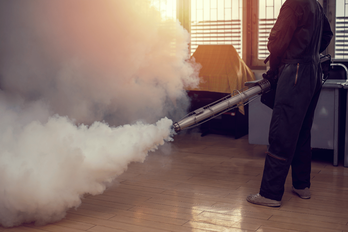 Fogging to eliminate mosquito for preventing spread dengue fever in the room using Fumigation