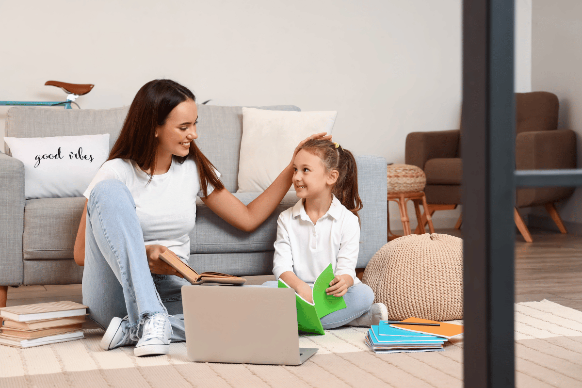 Cute Girl Studying with Tutor at Home