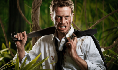 Determined man in business attire holding a machete in the jungle, symbolising Victoria’s tough response to rising violence under the machete ban.