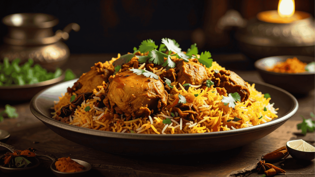 Chicken biryani with basmati rice – one of the most popular Indian dishes in India