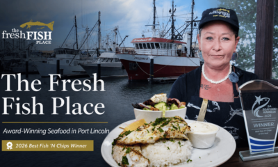 The Fresh Fish Place in Port Lincoln featuring Michelle, award-winning seafood and 2026 Best Fish ’N Chips trophy
